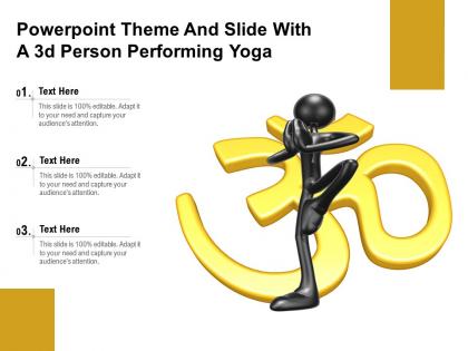 Powerpoint theme and slide with a 3d person performing yoga