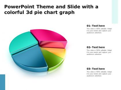 Powerpoint theme and slide with a colorful 3d pie chart graph