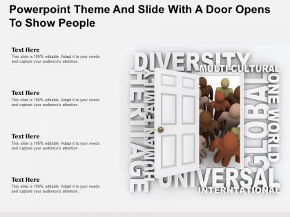 Powerpoint theme and slide with a door opens to show people