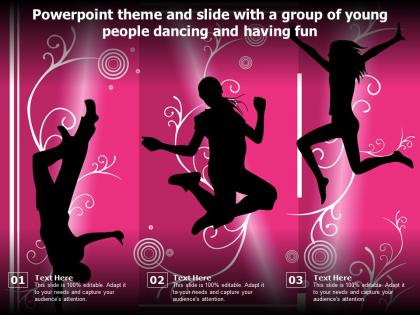 Powerpoint theme and slide with a group of young people dancing and having fun