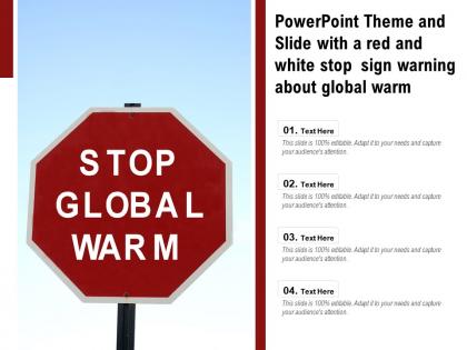 Powerpoint theme and slide with a red and white stop sign warning about global warm