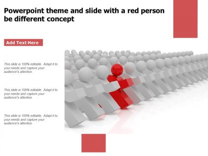 Powerpoint theme and slide with a red person be different concept