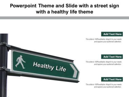 Powerpoint theme and slide with a street sign with a healthy life theme