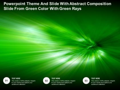 Powerpoint theme and slide with abstract composition slide from green color with green rays
