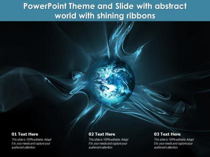 Powerpoint theme and slide with abstract world with shining ribbons