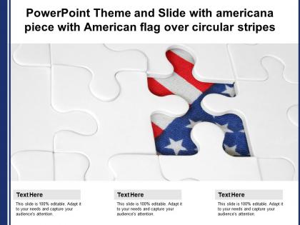 Powerpoint theme and slide with americana piece with american flag over circular stripes