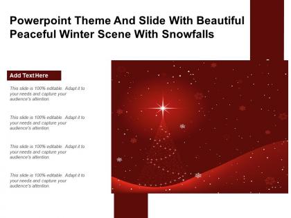 Powerpoint theme and slide with beautiful peaceful winter scene with snowfalls