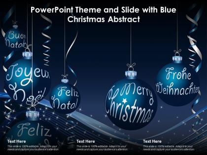 Powerpoint theme and slide with blue christmas abstract