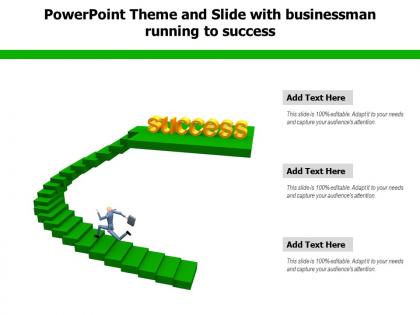 Powerpoint theme and slide with businessman running to success