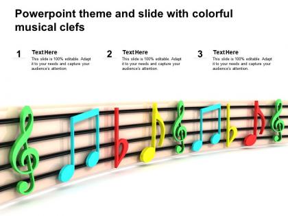 Powerpoint theme and slide with colorful musical clefs