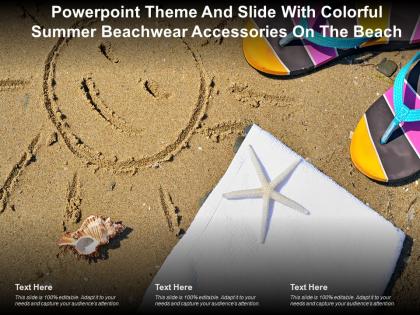 Powerpoint theme and slide with colorful summer beachwear accessories on the beach