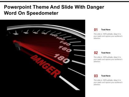 Powerpoint theme and slide with danger word on speedometer