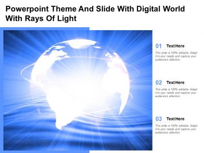 Powerpoint theme and slide with digital world with rays of light