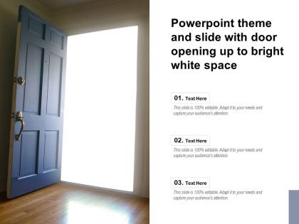Powerpoint theme and slide with door opening up to bright white space