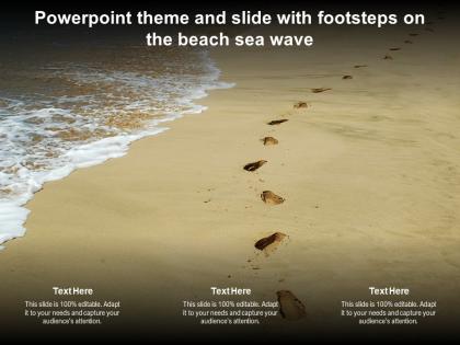 Powerpoint theme and slide with footsteps on the beach sea wave