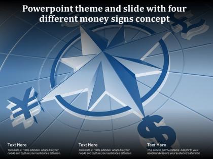 Powerpoint theme and slide with four different money signs concept