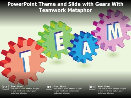 Powerpoint theme and slide with gears with teamwork metaphor