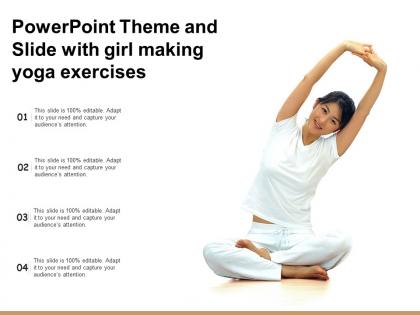 Powerpoint theme and slide with girl making yoga exercises
