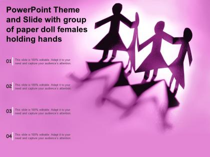 Powerpoint theme and slide with group of paper doll females holding hands