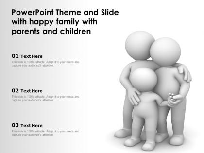 Powerpoint theme and slide with happy family with parents and children