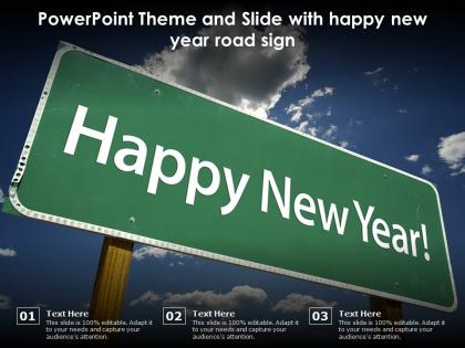 Powerpoint theme and slide with happy new year road sign