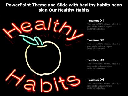 Powerpoint theme and slide with healthy habits neon sign our healthy habits