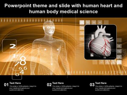 Powerpoint theme and slide with human heart and human body medical science