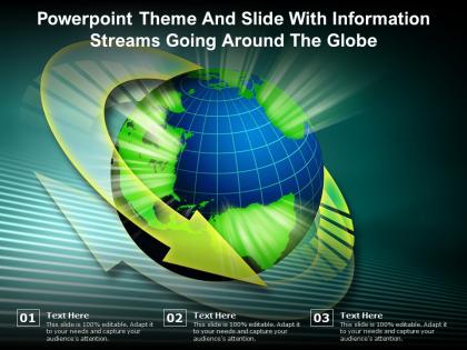 Powerpoint theme and slide with information streams going around the globe