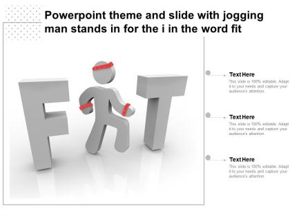 Powerpoint theme and slide with jogging man stands in for the i in the word fit
