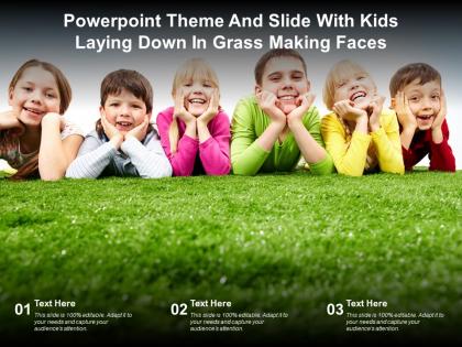 Powerpoint theme and slide with kids laying down in grass making faces