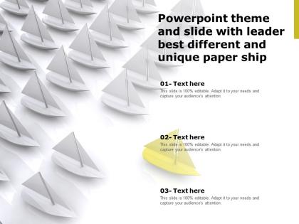 Powerpoint theme and slide with leader best different and unique paper ship