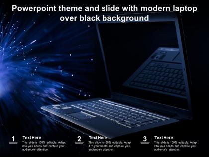 Powerpoint theme and slide with modern laptop over black background