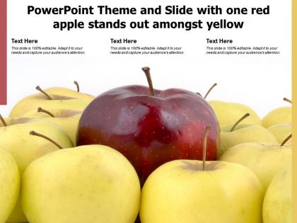 Powerpoint theme and slide with one red apple stands out amongst yellow