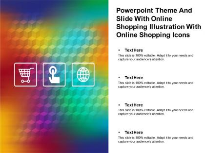 Powerpoint theme and slide with online shopping illustration with online shopping icons
