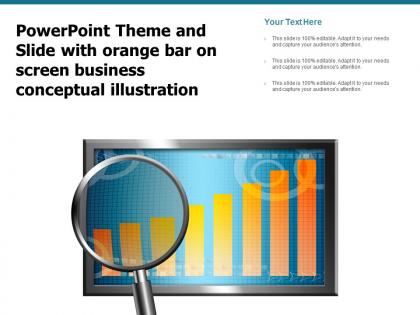 Powerpoint theme and slide with orange bar on screen business conceptual illustration
