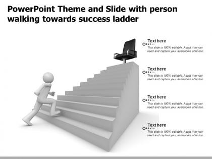 Powerpoint theme and slide with person walking towards success ladder