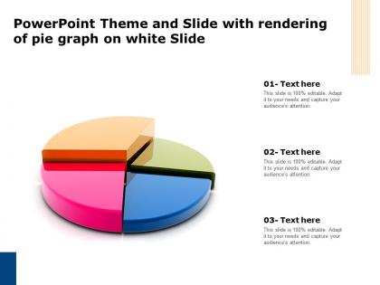 Powerpoint theme and slide with rendering of pie graph on white slide