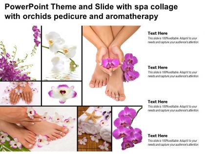 Powerpoint theme and slide with spa collage with orchids pedicure and aromatherapy