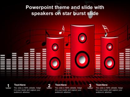Powerpoint theme and slide with speakers on star burst slide