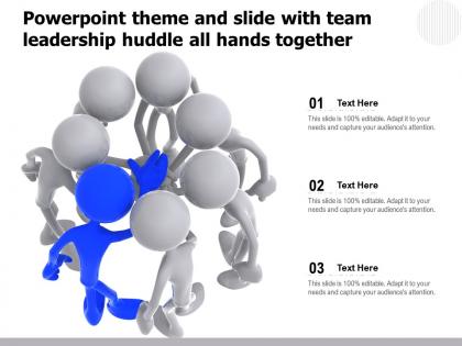 Powerpoint theme and slide with team leadership huddle all hands together