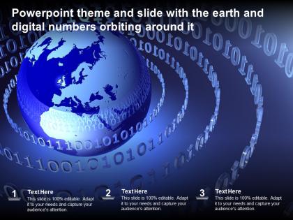 Powerpoint theme and slide with the earth and digital numbers orbiting around it