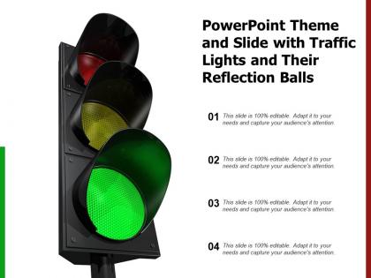 Powerpoint theme and slide with traffic lights and their reflection balls