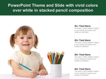 Powerpoint theme and slide with vivid colors over white in stacked pencil composition