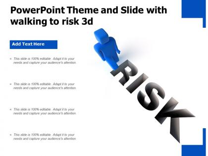 Powerpoint theme and slide with walking to risk 3d