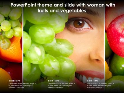 Powerpoint theme and slide with woman with fruits and vegetables