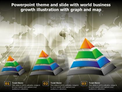 Powerpoint theme and slide with world business growth illustration with graph and map