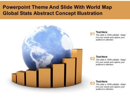 Powerpoint theme and slide with world map global stats abstract concept illustration