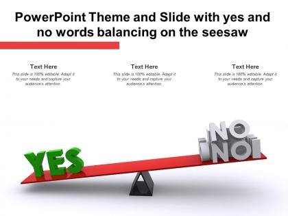Powerpoint theme and slide with yes and no words balancing on the seesaw