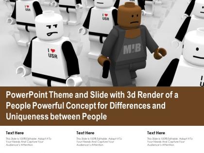Powerpoint theme slide with 3d render of a people powerful concept for differences and uniqueness between people