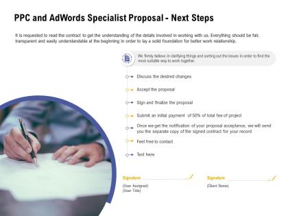 Ppc and adwords specialist proposal next steps ppt powerpoint presentation model